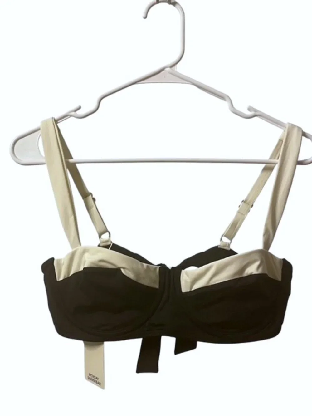NWT Monday Swimwear Clovelly Bikini Top Black Ivory Size Large - Picture 5 of 12